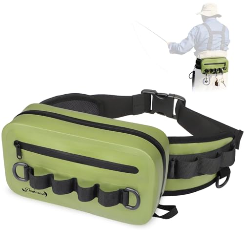 Dovesun Waterproof Fishing Fanny Pack for Men 3.3L Fly Fishing Bag Chest Pack with Airtight Zipper - color: Green