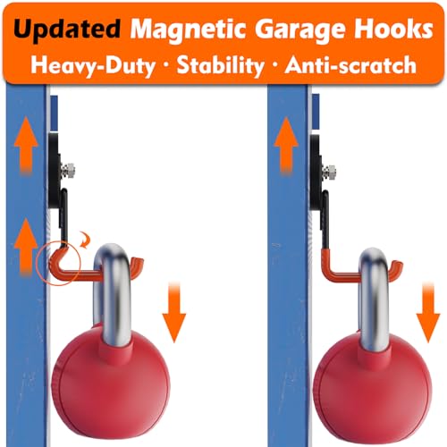 MUTUACTOR Updated Strong Magnetic Hooks,4PCS Scratch-Resistant Heavy Duty Garage Magnet Hook,20lbs Powerful Storage Tool Hooks for Organizing Cordless Impact Drivers,Garden Shovel Tool Box - style: Updated 2.6in Magnet M Red Hooks 4PCS