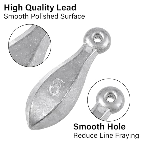 Dr.Fish Bank Sinkers Lead Fishing Weights, 1-32oz/2LB, Freshwater Catfishing Weights River Channel Surf Fishing Saltwater - size: 3oz-5 Pack