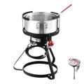 VEVOR 10 Qt Fish and Wing Fryer, Aluminum Propane Fish Fryer Kit, Outdoor Deep Fryer Seafood Pot with Thermometer, Strainer Basket, and 54,000 BTUs Propane Burners, for Outdoor and Backyard Cooking - style: 10-qt