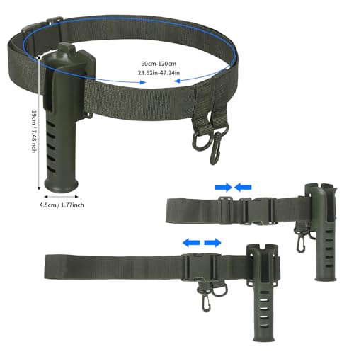 Slide-in Fishing Rod Hip Holster: 2pcs Hands-Free Waist Rod Holder Pole Gear with Stash Pocket for Fly & Bank Fishing - color: Green tube