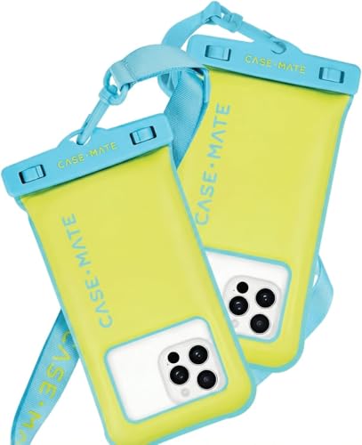 Case-Mate 2 Pack IP68 Waterproof Phone Pouch - Citrus Splash | Touchscreen Floating Waterproof Phone Case with Crossbody Lanyard - Fits All Phones - Beach Cruise Ship Travel Essentials - color: Citrus Splash - 2 Pack