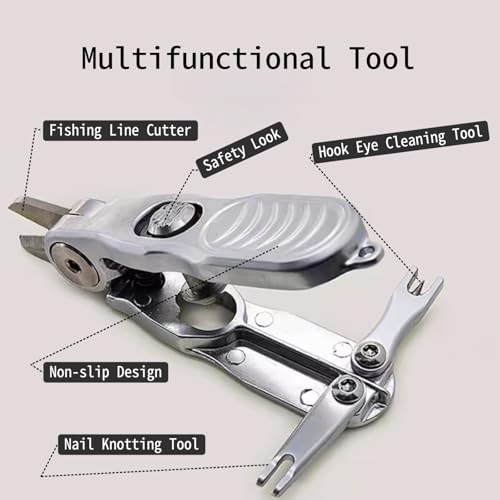 SHIAWASENA Portable Fishing Line Cutter with Retractors, Hook Eye Cleaner and Knot Tying Tool, Stainless Steel Braided Line Scissors Clippers for Mono, Fluoro Lines