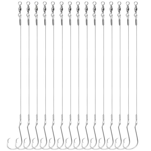 Circle Hooks Rigs Saltwater Fishing Leader Wire, 20pcs Circle Hooks with Steel Wire Leaders Catfish Rig for Bass Surf Fishing Striper Snapper Flounder - size: 8/0-20Pack