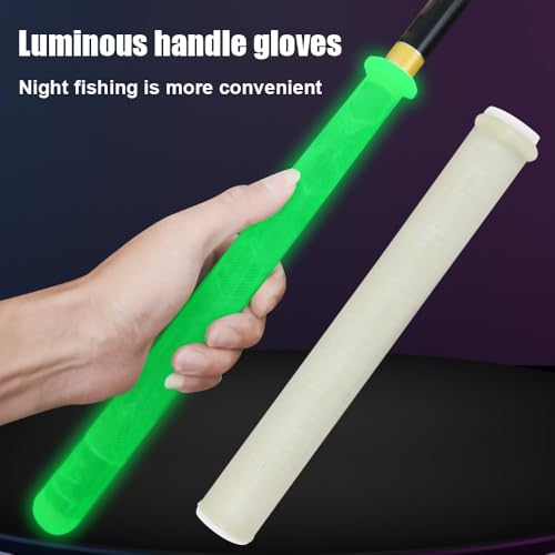 Fishing Rod Handle Cover, Silicone Fishing Pole Tube Sleeve with Non-Slip Design for 13mm-37mm Handle - color: White (luminous)