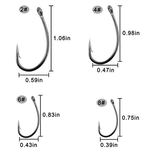 Carp Fishing Hooks- 120pcs Barb Curved Shank Carp Hooks Circle Fish Hooks Freshwater Saltwater for Hair Rigs Carp Fishing Tackle - size: 2# 120pcs