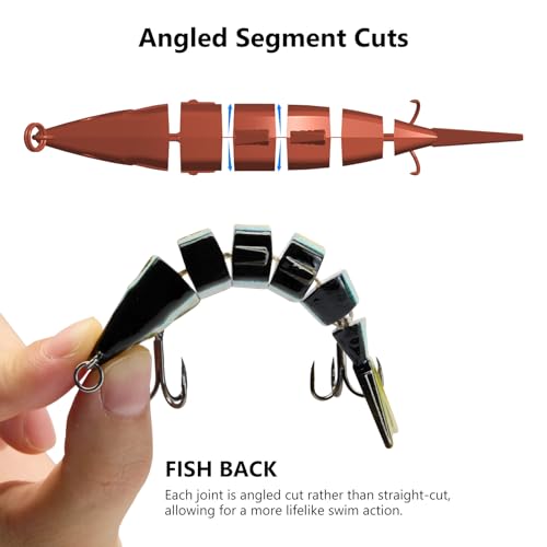 BASSDASH Bone Swimbait Multi Jointed Hard Fishing Lure for Bass Trout Bluegill Pike with Angled Cut Segments - color: Striper