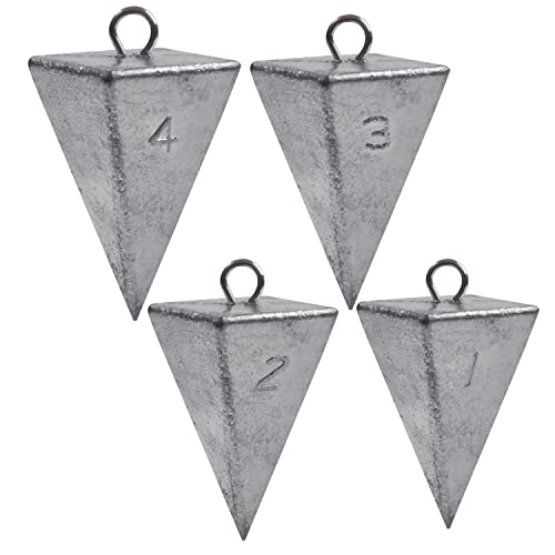 Pyramid Sinkers Fishing Weights Saltwater Pyramid Weights for Surf Fishing Gear Tackle 1oz 2oz 3oz 4oz 5oz 6oz 8oz - style: Mixed (1+2+3+4oz)kit, 10 Pack