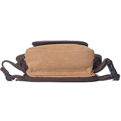 Canvas Waist Pack Drop Leg Bag for Men, Khaki | Tactical, Hiking Travel, Outdoor Climbing, Motorcycle Bike Rider Cycling - color: Khaki