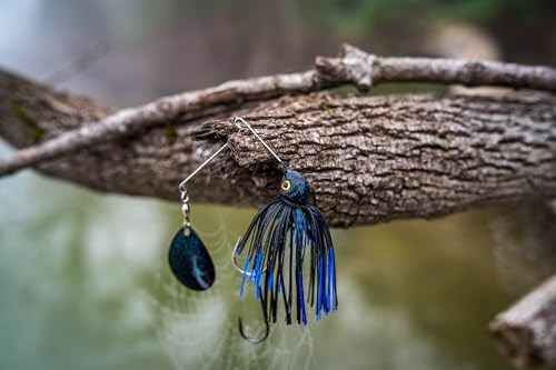 Strike King Tour Grade Night Spinnerbait, Bass Fishing Lure, Black and Blue, 1/2-Ounce, 1 Count (Pack of 6)