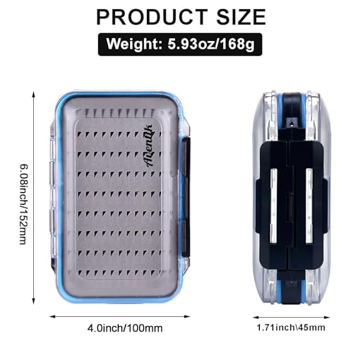 Aventik Waterproof Fly Box for Fly Fishing Double Sides Large Capacity Fly Fishing Box Streamer & Dry Fly Storage Saltwater & Freshwater - size: Size C:6.08x4x1.57inch