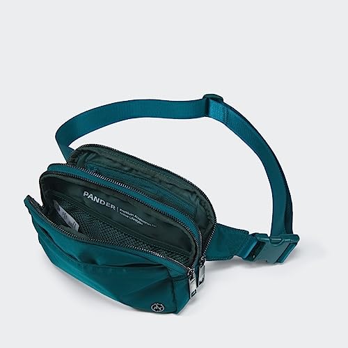Pander Everywhere Belt Bag for Women, 5 Zipper Pockets Nylon Crossbody Fanny Pack Purse (Teal Blue) - color: Teal Blue
