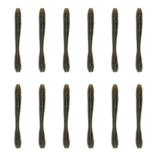 6th Sense – Bounce Worm Bass Fishing Lure Soft Plastic Worm for Wacky Neko Drop Shot Texas Rig - color: Green Pumpkin Blue, size: 3in. (12/pk)