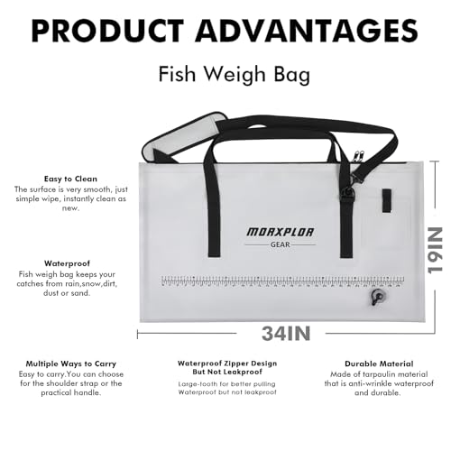 MORXPLOR Fish Bag Heavy Duty Tournament Fishing Weigh in Bag 26x23 19x34 inches - color: 34inch Light Grey With Mesh Bag