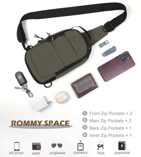Small Crossbody Bags for Men Women Mini Sling Bag Lightweight Chest Bag for Hiking Travel Sports - color: army green