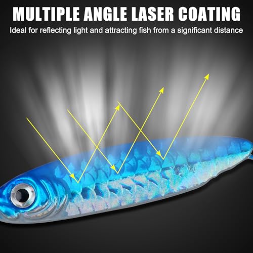 Saltwater Fishing Jigs Metal Jigging Spoon Long Casting Fishing Spoons Lures Jigging Fishing Lures Sinking Metal Spoon Vertical Slow Pitch Jigs with Assist Hook for Bass Salmon Trout - size: 5 pcs - 1 oz