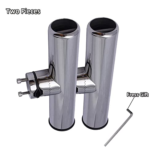 AMYSPORTS Rail Mount Rod Clamp Holders Boat Clamp Holders Rod Stainless Steel Fishing Rods Holder Adjustable Marine Side Mounted Support for Kayak Boats Fishing - size: 2PCS