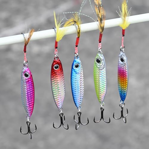 Jigs Fishing Lures Saltwater Fishing Spoons with Ultra-Sharp Hooks Micro Jigging Bait for Bass Tuna Salmon Grouper