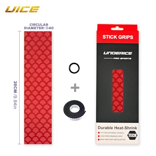 UICE Hockey Sticks Grip,Replacement for Ice Hockey Sticks Tape, Fits Adult and Kids,Easy Install, Durable, Ideal Team Swag, Clean Non-tack,Fish Scale Pattern - color: red