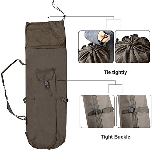 Allnice Durable Canvas Fishing Rod & Reel Organizer Bag Travel Carry Case Bag- Holds 5 Poles & Tackle - color: Khaki