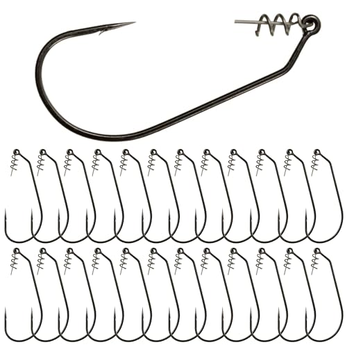 Reaction Tackle Swimbait Hooks for Bass Fishing - Soft Plastic Fishing Hooks with Centering Spring pin for Soft Plastic Swim Baits and Worm Lure Baits - size: #6/0