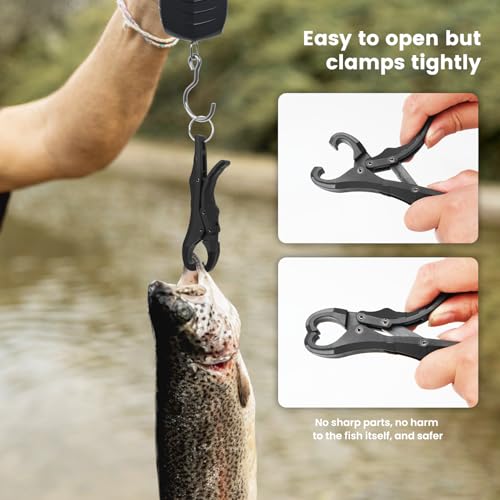 Digital Fish Scale, 75KG （165LB） Professional Fishing Scale Luggage Scale & Fish Lip Gripper Set with 5FT Tape Measure (with A Lip Gripper)