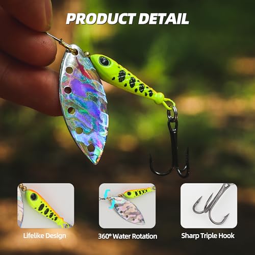 Inline Spinner Bait – Fish-Shaped Spinnerbait Lures 5-Pack, 360° Rotation with Reflective Blades, Perfect for Freshwater & Saltwater Fishing, Targeting Bass, Trout, Pike, Perch & More - color: Flying Fish Spinnerbait