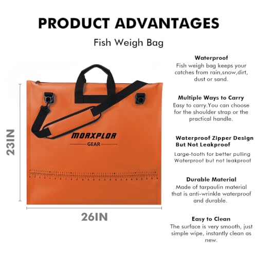 MORXPLOR Fish Bag Heavy Duty Tournament Fishing Weigh in Bag 26x23 19x34 inches - color: 23inch Orange