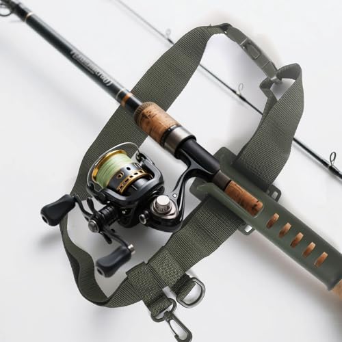 Slide-in Fishing Rod Hip Holster: 2pcs Hands-Free Waist Rod Holder Pole Gear with Stash Pocket for Fly & Bank Fishing - color: Green tube