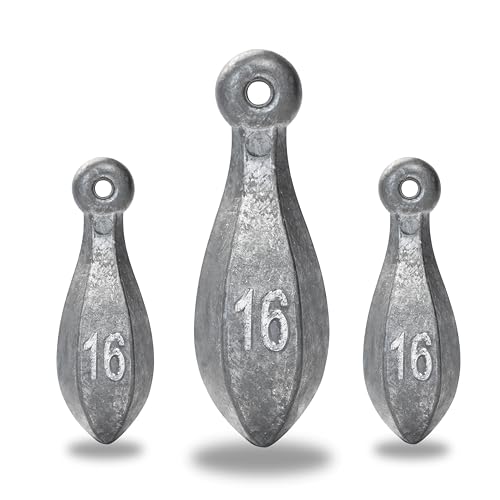 BLUEWING Bank Sinker 1LB/2LB/3LB/5LB/6LB Box Fishing Weights Saltwater Bullet Lead 1oz,2oz,3oz,5oz,8oz,10oz,12oz,16oz,32oz - style: #20 16oz, 1 Pack