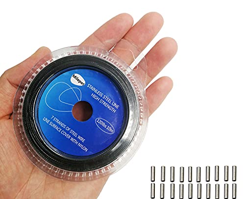 10LB-200LB Fishing line Wire Leader Vinyl Coated Stainless Steel Trace Lures Leader Wire 10 Meter,with 20pcs Crimps Sleeves,Black & Silver Select - size: 200LB