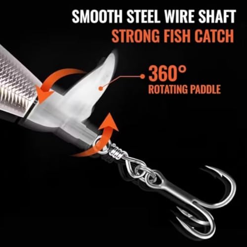 5Pcs Premium Top Water Fishing Lures, Fishing Lure for Bass with Soft Propeller Tail for Catfish,Pike Perch, Bass, Lures for Freshwater or Saltwater