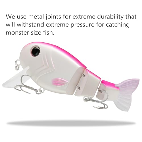 BASSROCK Topwater Fishing Lures for Bass Pike Salmon Floating Swimbait Jointed Crankbait Freshwater Saltwater 4.9in/1.76oz RK1001 - color: Rainbow Trout II, size: 4.9in/1.76oz