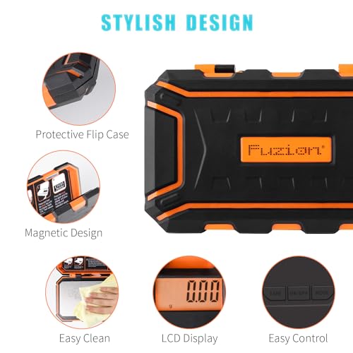 Fuzion Digital Pocket Scale, 500g x 0.01g Gram Scale, Mini Scale 6 Units Jewelry Scale with LCD Display, Tare Function for Food, Jewelry, Coin, Coffee - color: Orange, size: 500/0.01g