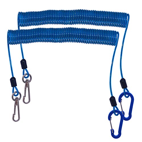 Fishing Lanyard, Heavy Duty Coiled Lanyards Stainless Steel Wire Inside, Safety Rope Extension Cord Tether Retractable Fishing Accessories for Rods, Pliers, Boating, Paddles, Kayak - color: Blue