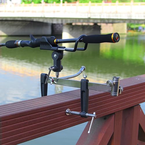 BESPORTBLE Fishing Pole Rack Fishing Pole Holder for Boat: 360 Degree Adjustable Rod Racks Folding Holder with 30cm Large Clamp Opening for Canoe Kayak Marine Rod Holders