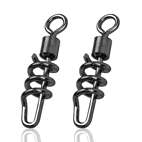 AGOOL Fishing Swivels Snaps Barrel Swivels Corkscrew Snaps Swivels Fishing Tackle Stainless Steel Saltwater Freshwater Fishing Leader Lure jigs Line Connector - size: 4# - 40pcs
