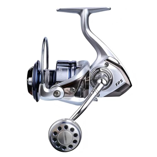 Saltwater Spinning Reel,13+1BB Ultra Smooth Saltwater Fishing Reels,Powerful Carbon Drag,CNC Aluminum Spool & Handle - color: silver&blue, size: 6000