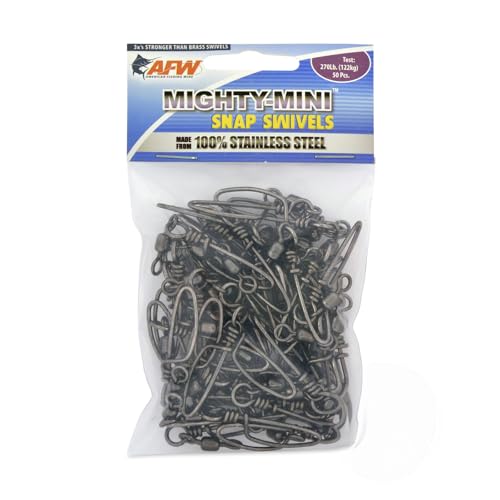 American Fishing Wire Fishing Swivels - Mighty Mini 100% Stainless Steel Snap Crane Swivels, 3X Stronger Than Brass, For Terminal Tackle Box, Up to 600lb Test - Fishing Gear for Fishing Line Leaders - style: #2, 270 Lb, 50 Pc