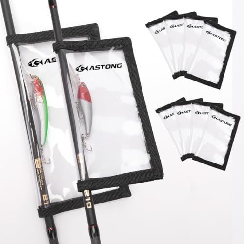 Clear PVC Fishing Lure Wraps 4/10 Pack See-through Lure Covers Durable Fishing Hook Bait Storage Protectors Keeps Children, Pets and Fishermen from Sharp Hook 2 Size (10Pcs(5M+5L), Black) - color: Black, style: 10pcs(5m+5l)
