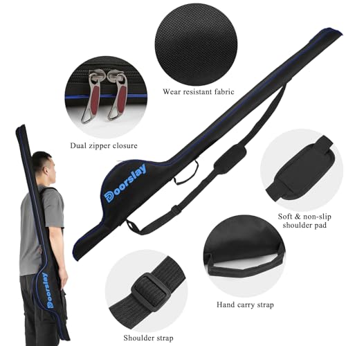 Fishing Rod Bag - 63 Inch Rod & Reel Protective Case, Portable Folding Pole Case, Waterproof Tackle Storage & Organizer - color: Black&Blue