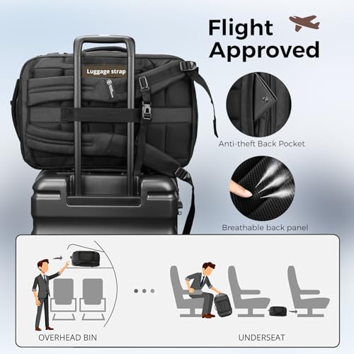 Swissdigital Design Travel Backpack 40L,TSA Friendly Flight Approved Carry-on Luggage Hand,with USB Charging Port Large Weekender Bag Fits 17 Inch Laptop Backpack Black | SD1756-01 - color: Black