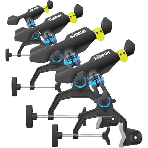 Upgraded Fishing Rod Holder with Button-Lock 360° Dual Rotation,Universal Silicone Strap & Enlarged V-Clamp Fits Round/Square Tubes,Secure Adjustable Boat Fishing Gear for All Rod
