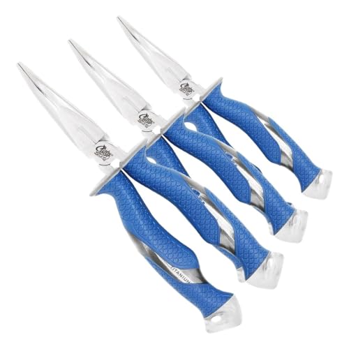 CUDA 8.5" Bent Needle Nose Pliers | Durable Steel Titanium Bonded Fishing Wire, Mono & Fluorocarbon Cutter with Non-Slip Cuda Grips | for Saltwater & Freshwater Use (Pack of 3) - size: One Size (Pack of 3)