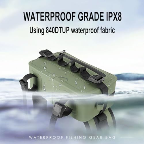 2.1L Waterproof Waist Bag - TPU Military Green Packet with Airtight Zipper Closure, Lightweight Sling Bag for River Fly Fishing