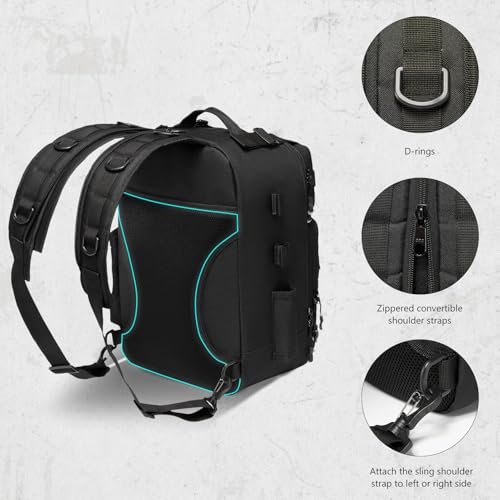 BASSDASH Convertible Fishing Backpack Sling Bag with Rod Holder, Adjustable Tactical Water-Resistant Tackle Storage Pack FP07 - color: Black, size: Standard