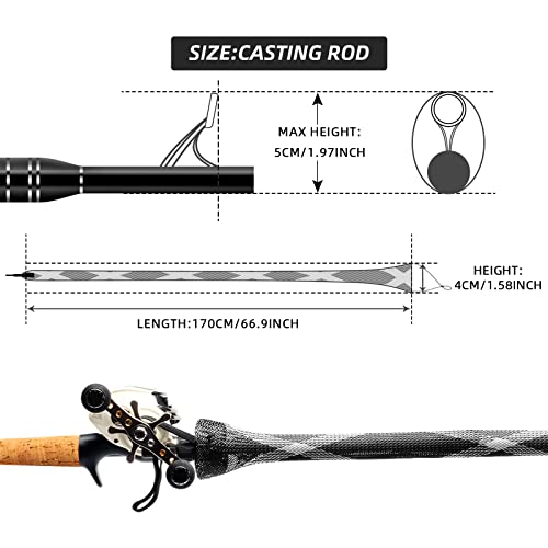SF Fishing Rod Sock Fishing Rod Sleeve Rod Cover Braided Mesh Rod Protector Pole Gloves Fishing Tools for Spinning Fishing Rod,Casting Rod,Musky Rod, Ice Rod, Fly Rod, Spey Rod - color: Black-white-2pcs, size: Fit Casting Rod 6-1/2 FT to 7-1/2 FT