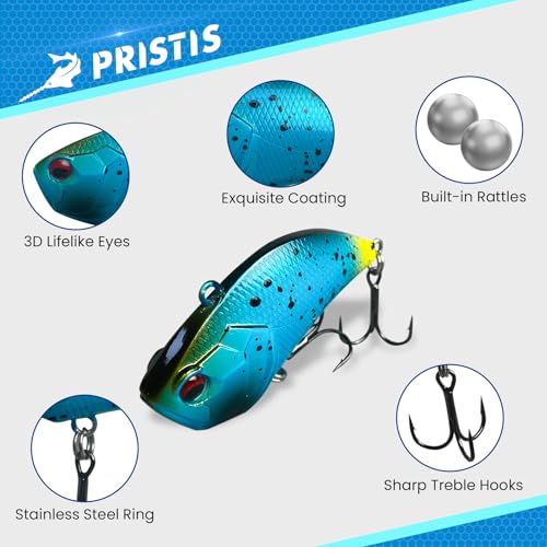 Pristis Jig Head Fishing Lures for Freshwater Saltwater, Weedless Swim Jig Teasers with Sharp Hooks & Exquisite Coating, Pre-Rigged Vibrating Swimbaits Kit Gear for Bass Crappie Walleye Trout Pike - color: 3 pcs Lipless Crankbaits Dark Set