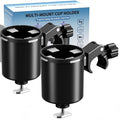 2Pcs Upgraded Kayak Cup Holder with Track & Clamp Mount, 360° Adjustable Cup Holder Fits 12oz-40oz Tumblers, 2-in-1 Cup & Storage Bin for Kayak Fishing, Tree Stand Hunting, Fits Round & Square Rods - color: Pack Of 2