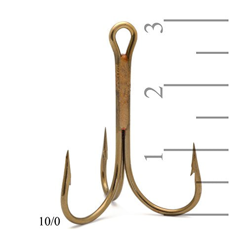 Mustad 3551 Classic Treble Standard Strength Fishing Hooks | Tackle for Fishing Equipment | Comes in Bronz, Nickle, Gold, Blonde Red - color: Bronze, size: 8/0